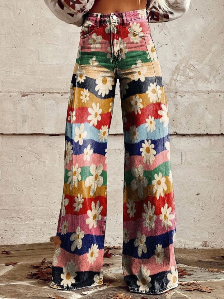 ELIANE™ - Retro Floral Wide-Leg Pants