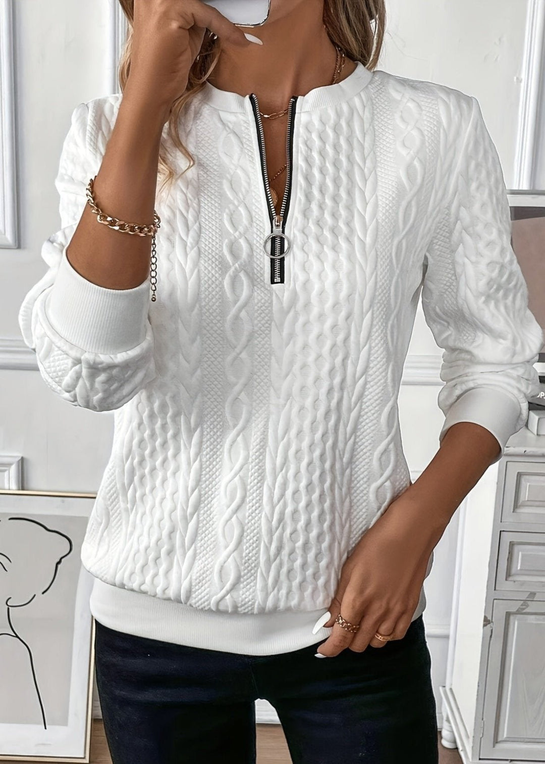 EMMA™ |  Elegant Quarter-Zip Sweater