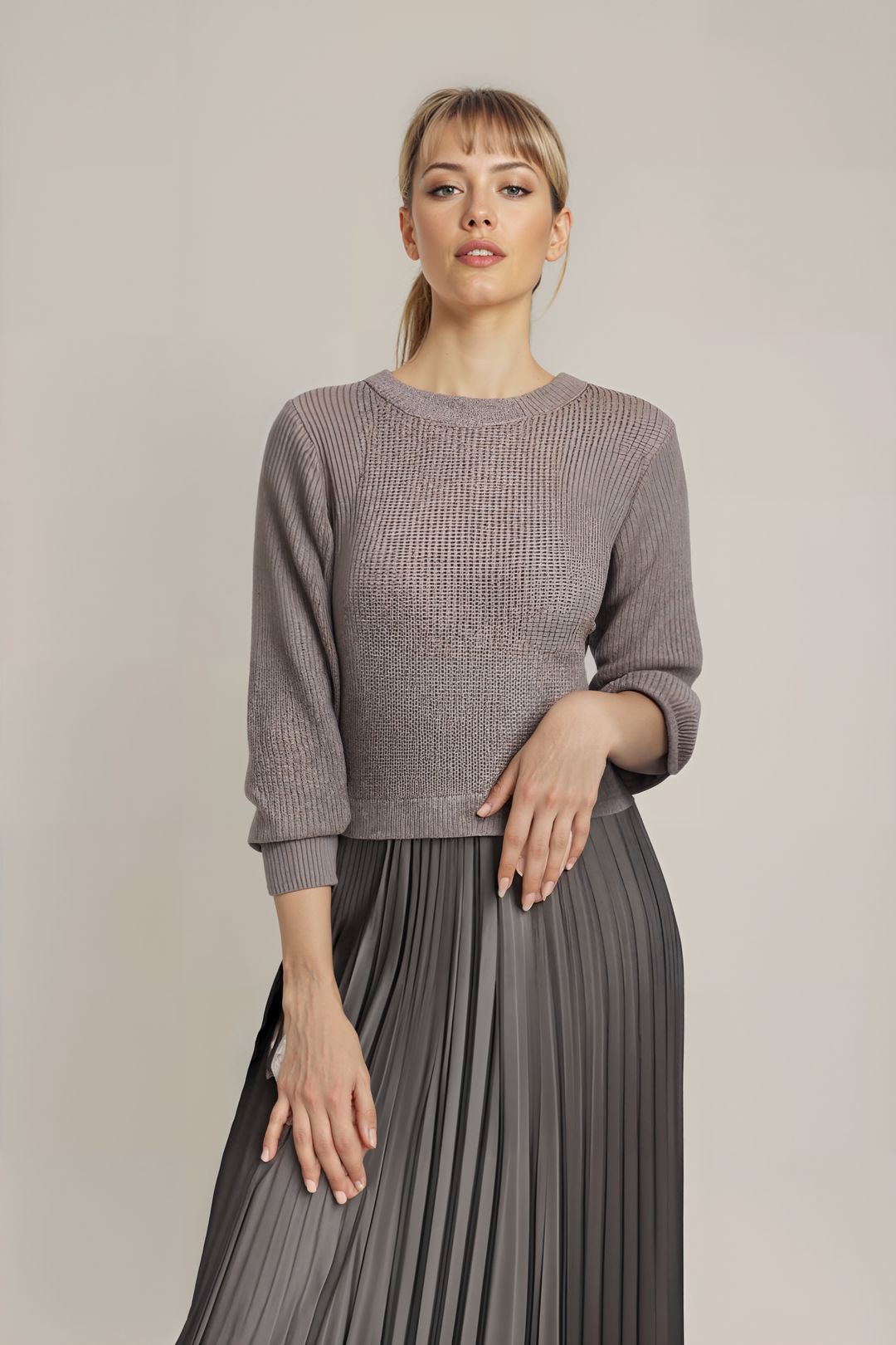 SOPHIA™ - Knit Jumper & Pleated Satin Skirt