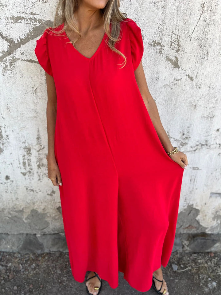 CASSANDRA™ - Trendy V-Neck Jumpsuit