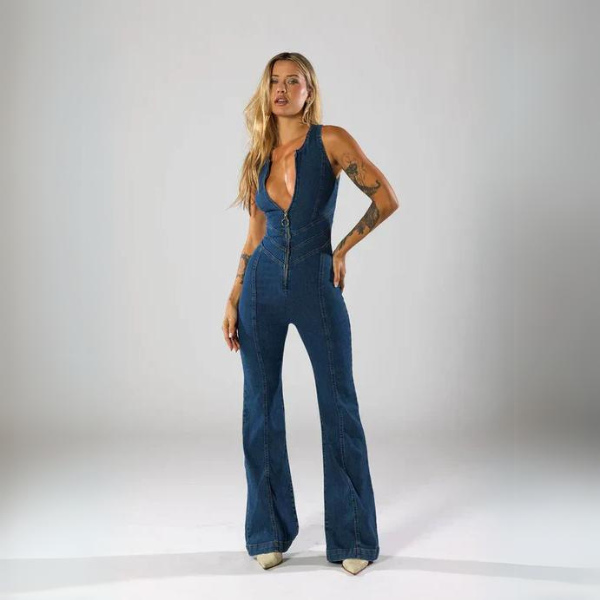 ARIA™ |  Flare Cut Denim Jumpsuit