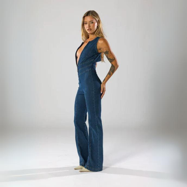 ARIA™ |  Flare Cut Denim Jumpsuit