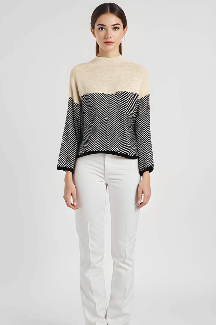 NORA™ | Two-Tone High-Neck Pullover