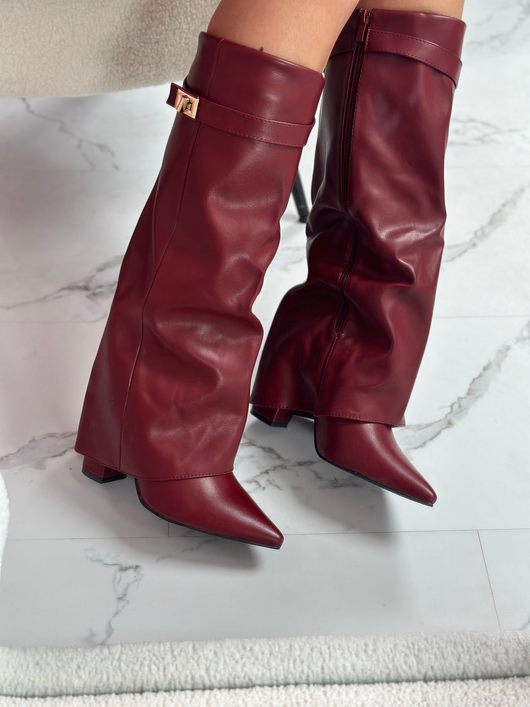 ELOISE™ - Burgundy Leather Boots