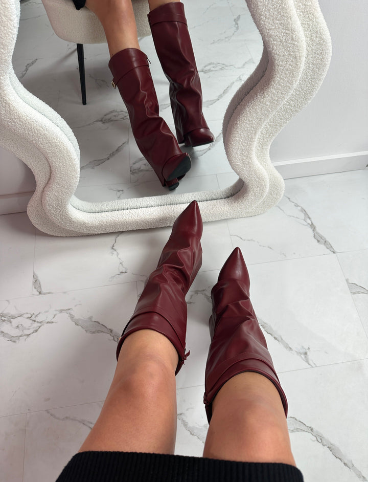 ELOISE™ - Burgundy Leather Boots