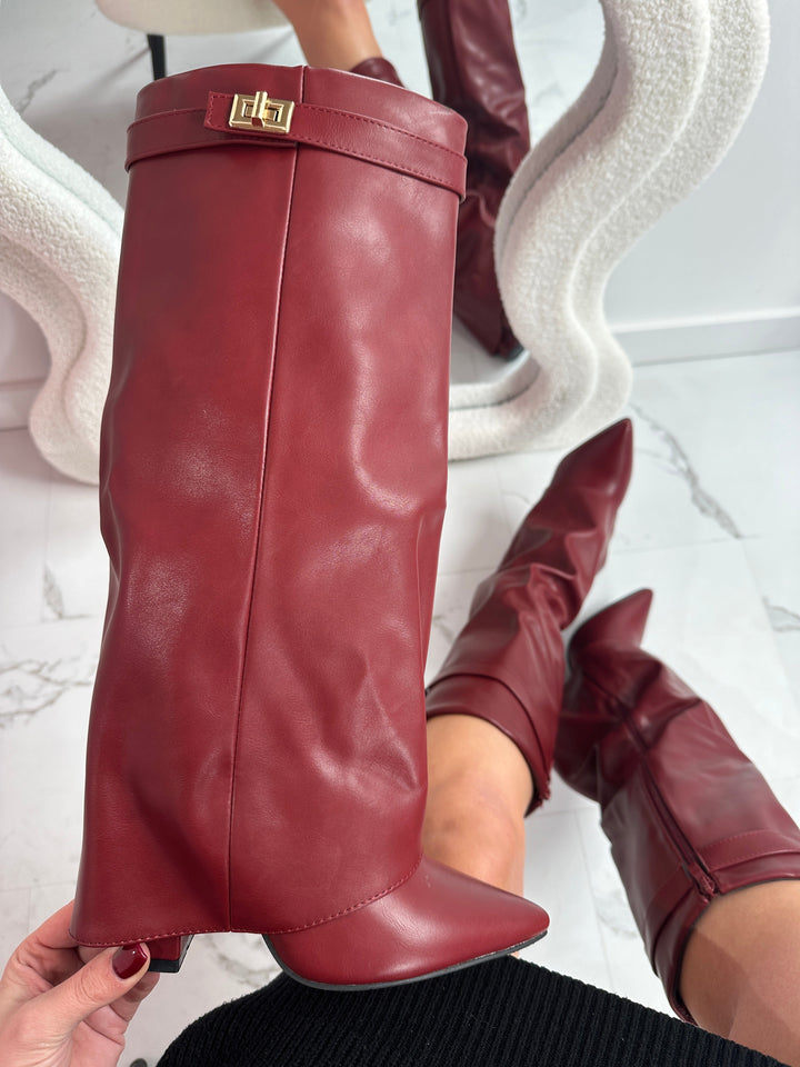 ELOISE™ - Burgundy Leather Boots