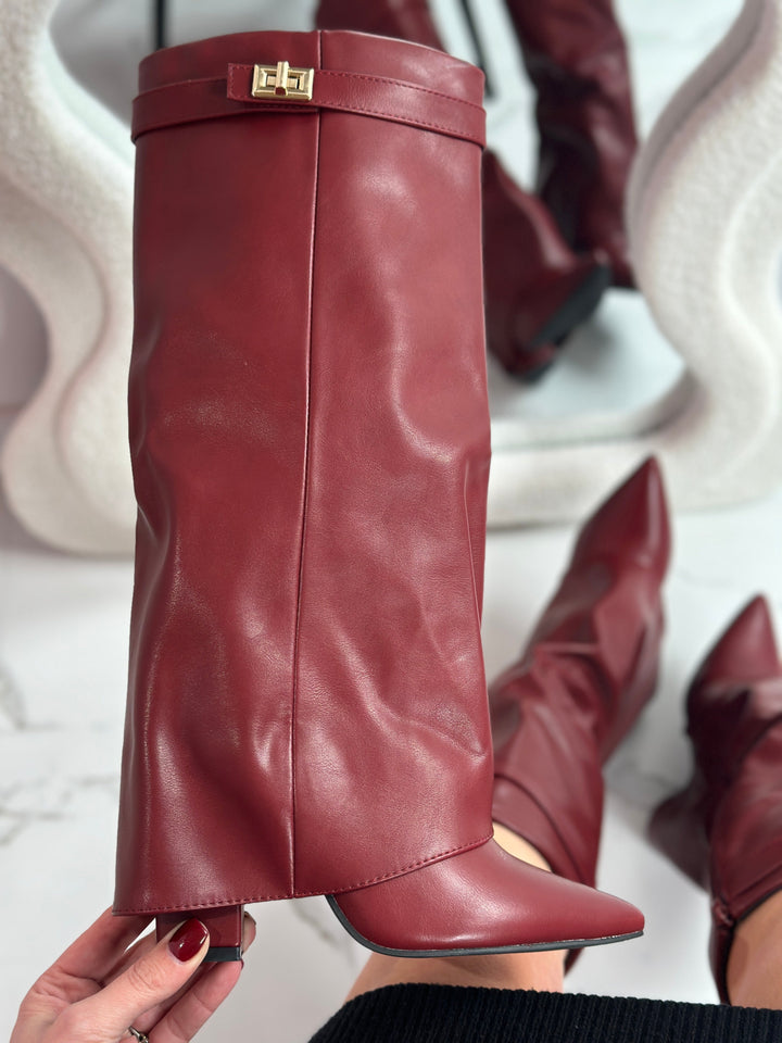 ELOISE™ - Burgundy Leather Boots