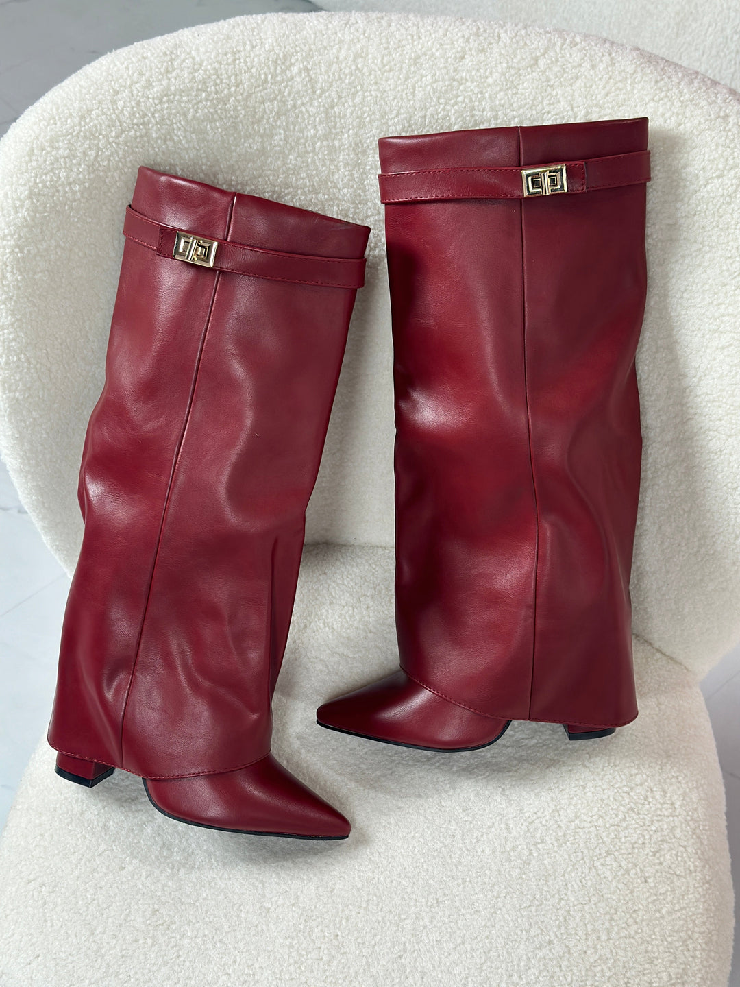 ELOISE™ - Burgundy Leather Boots