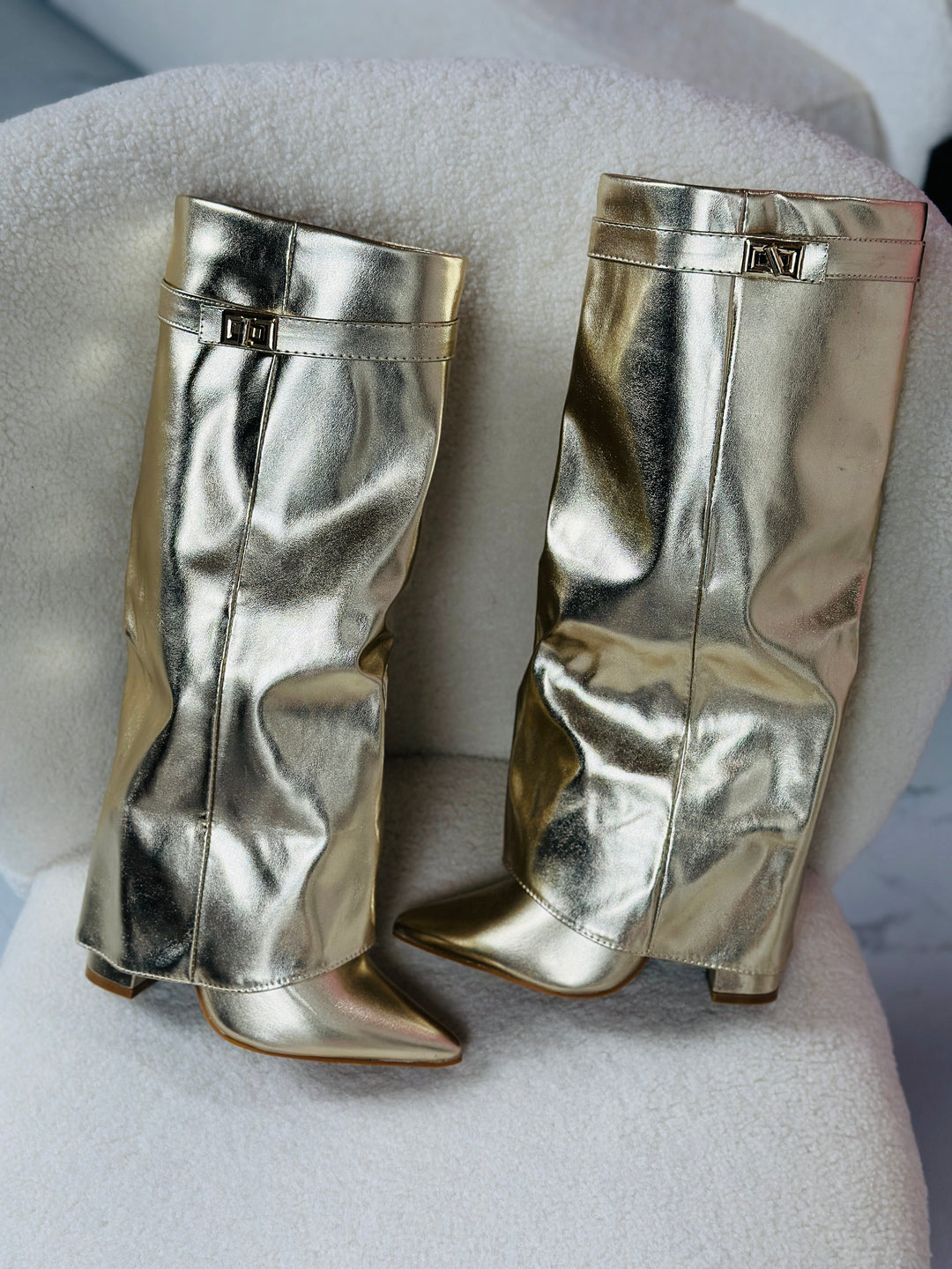 SERAPHINA™ - Gold Leather Boots