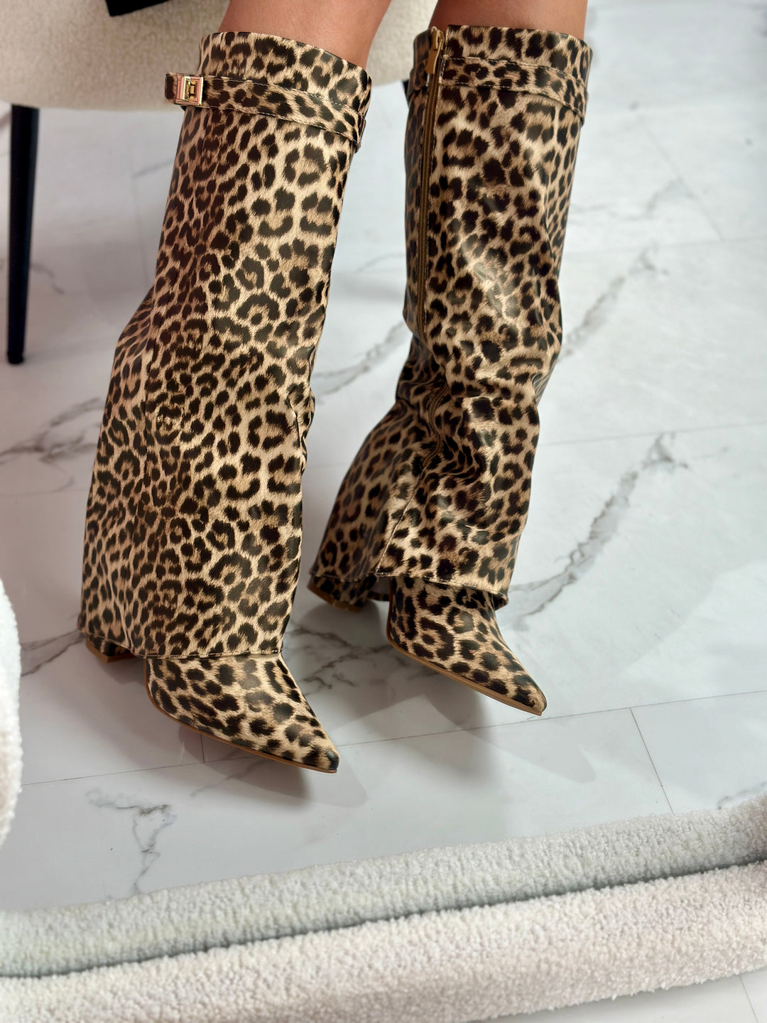 FELINA™ - Leopard Leather Boots