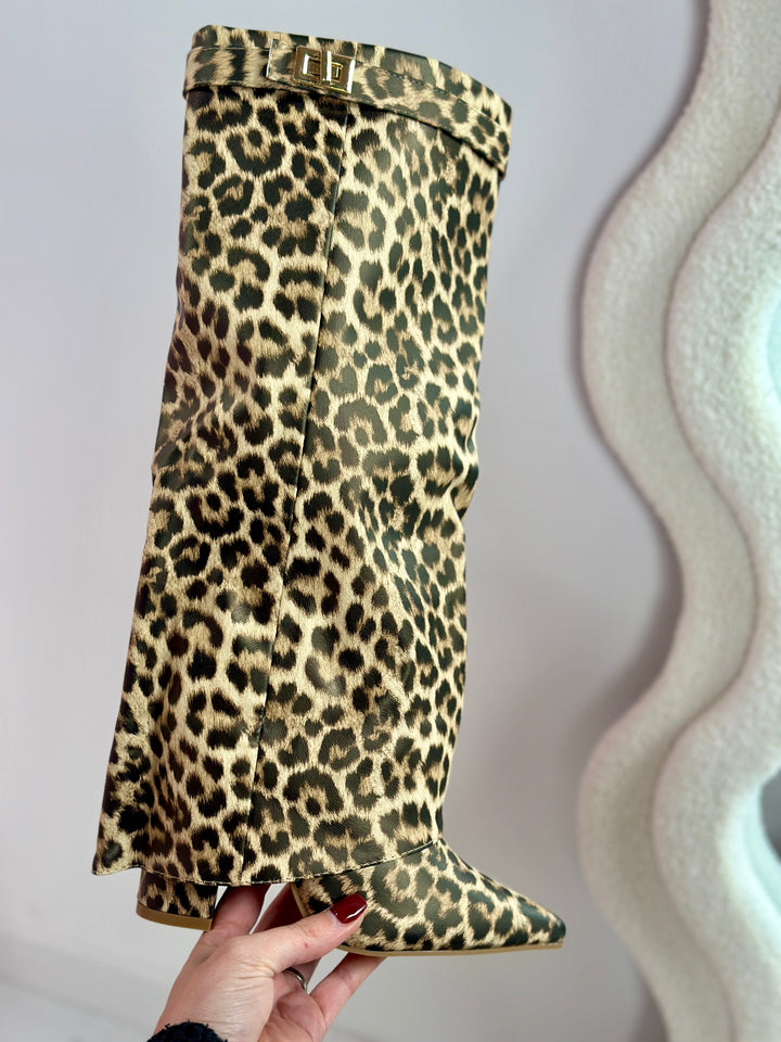 FELINA™ - Leopard Leather Boots