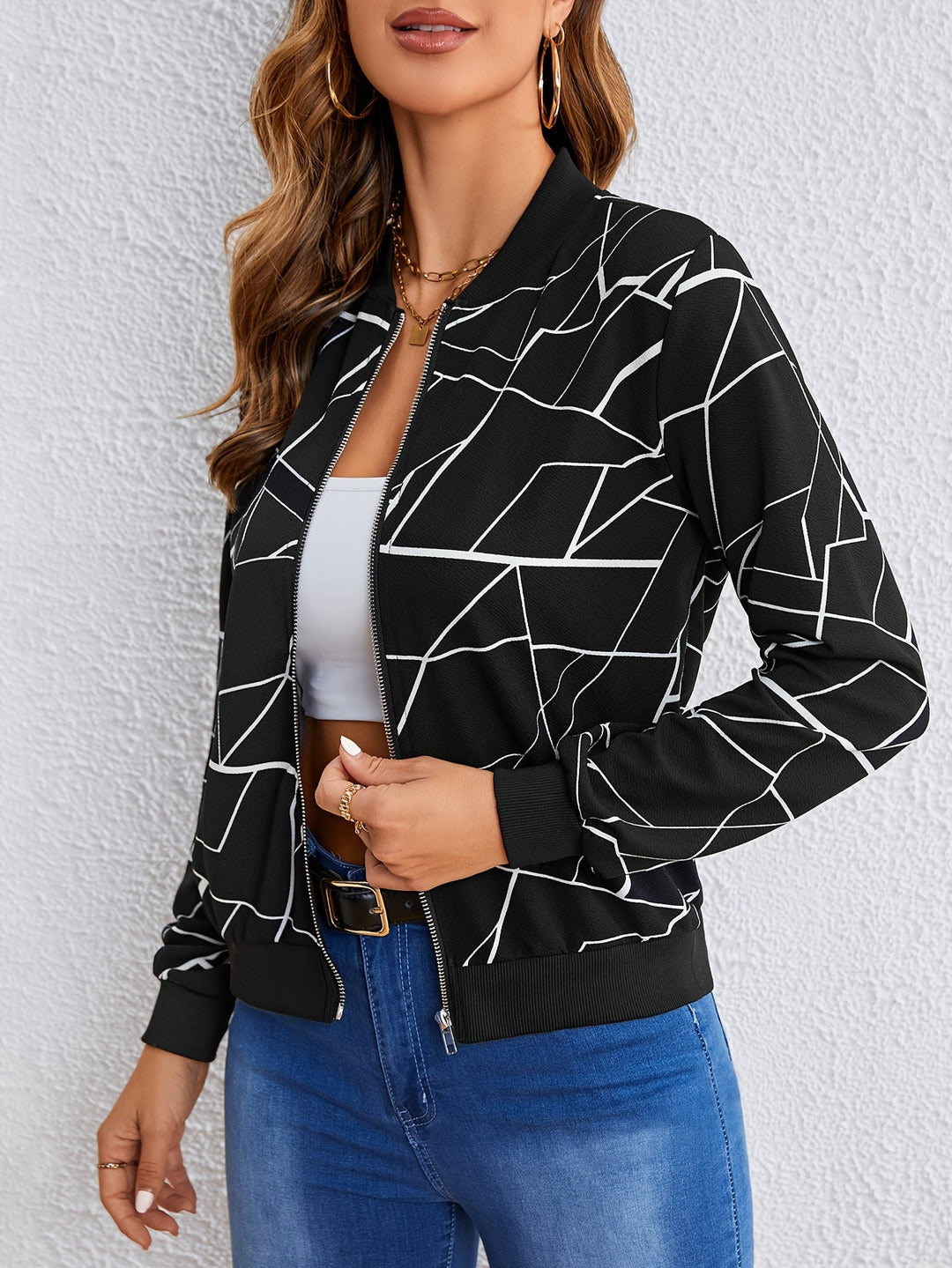 MILA™ |  Artistic Pattern Zip-Up Jacket