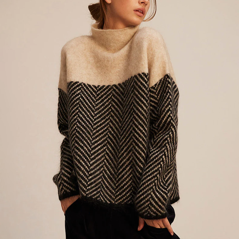 NORA™ | Two-Tone High-Neck Pullover