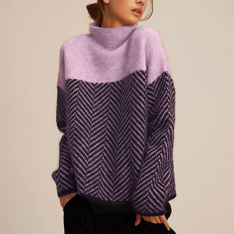 NORA™ | Two-Tone High-Neck Pullover