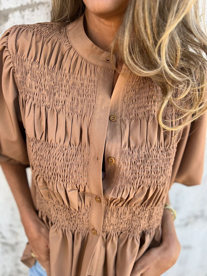 ELIZA™ - Pleated Button-Up Blouse