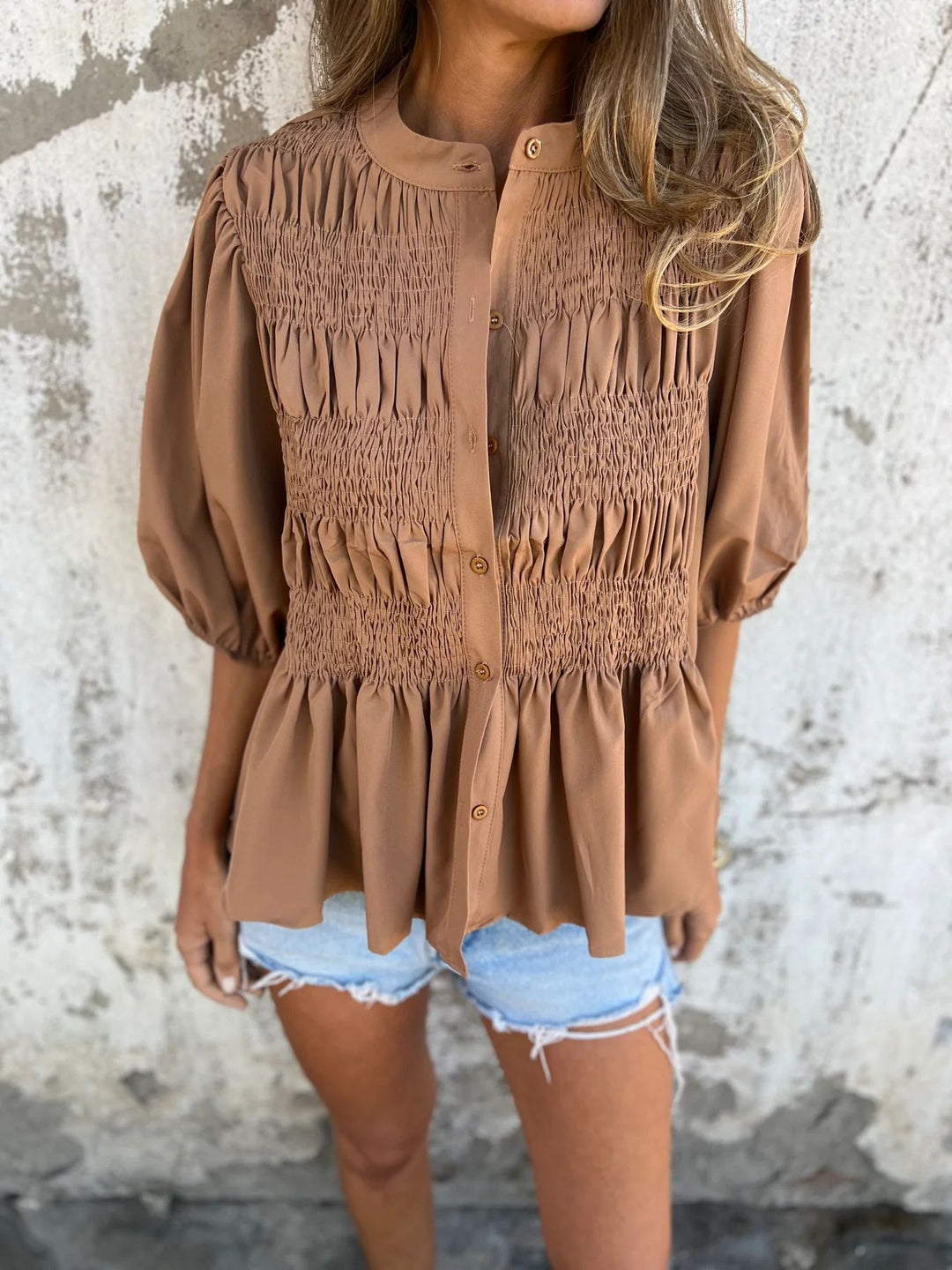 ELIZA™ - Pleated Button-Up Blouse