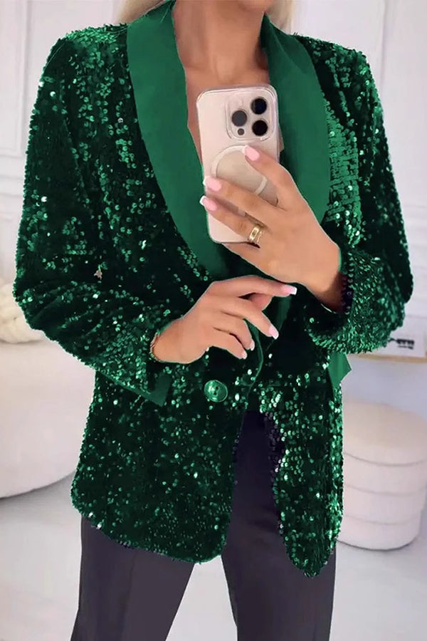 LUXARA™ -Shimmer Sequin Blazer