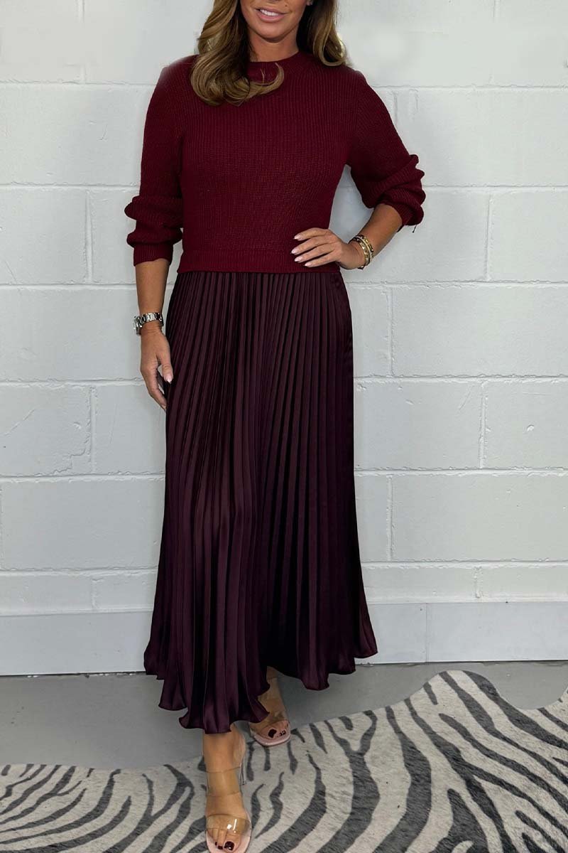 SOPHIA™ - Knit Jumper & Pleated Satin Skirt