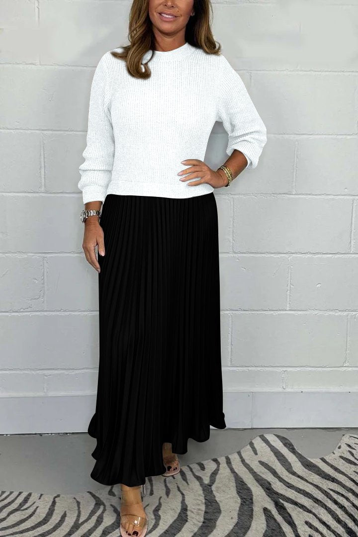 SOPHIA™ - Knit Jumper & Pleated Satin Skirt