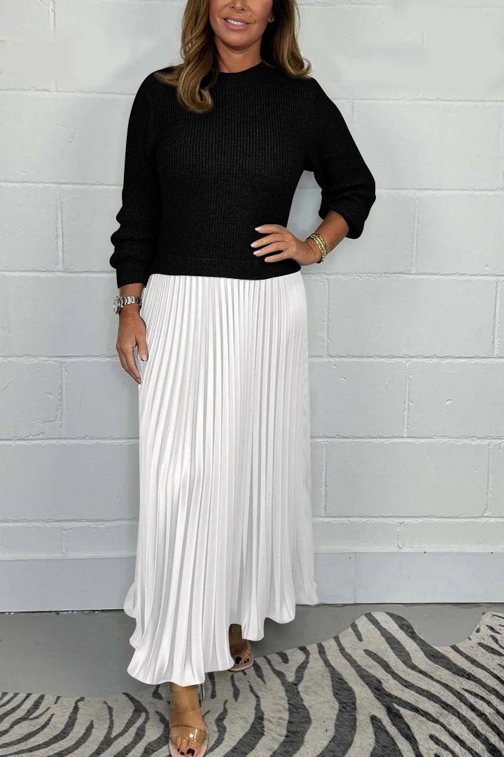 SOPHIA™ - Knit Jumper & Pleated Satin Skirt