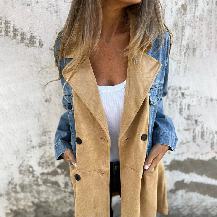 ELORA™ - Two-Tone Denim Trench