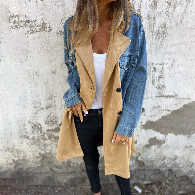 ELORA™ - Two-Tone Denim Trench